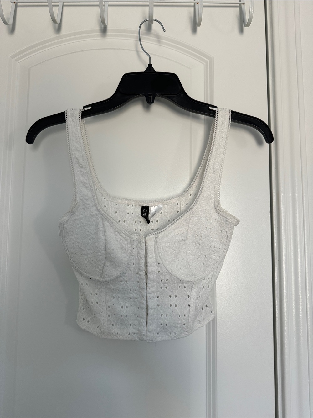 Divided White Eyelet Crop Top